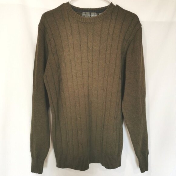 Oscar de la Renta Military Green Crew Neck Sweater - Sz M - Picture 1 of 6